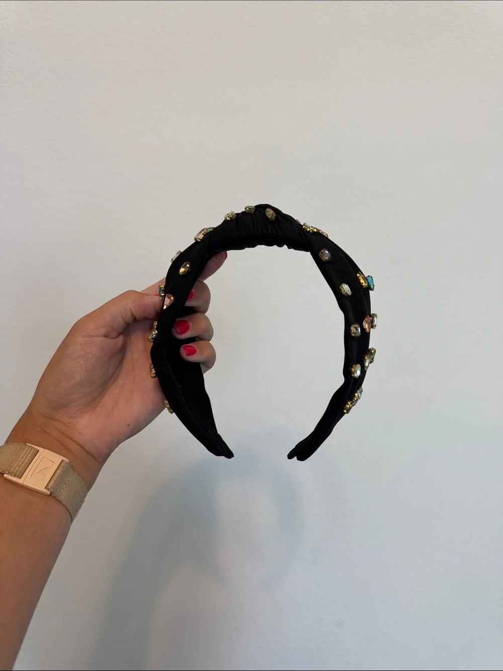 Amazon Black Knotted Headband with Multicolor Jewel Accents